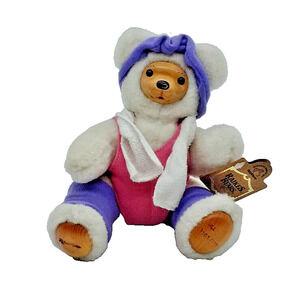 Applause Raikes Bears Angie Aerobics Wood Face / Feet Doll Toy #3202/5000 Rare